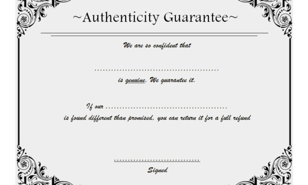 Certificate Of Authenticity Templates Free 10 Limited With Regard To Printable Art Certificate Template Free