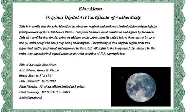 Certificate Of Authenticity Wording Printable Receipt In Certificate Of Authenticity Templates