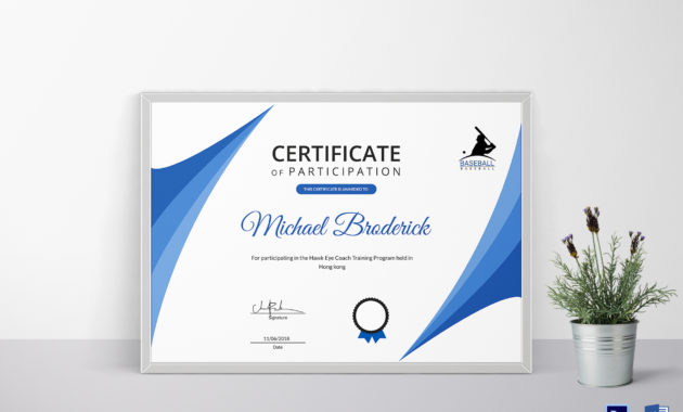 Certificate Of Coach Participation Design Template In Psd Intended For Templates For Certificates Of Participation