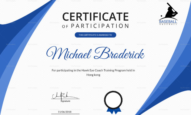 Certificate Of Coach Participation Design Template In Psd With Printable Certificate Of Participation In Workshop Template