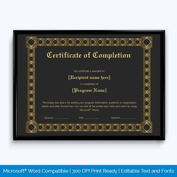 Certificate Of Completion 22 Word Layouts Pertaining To Free Certificate Templates For Word 2007