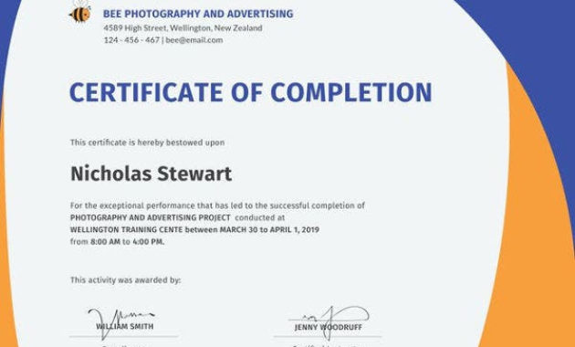 Certificate Of Completion 25 Free Word Pdf Psd For Completion Certificate Editable