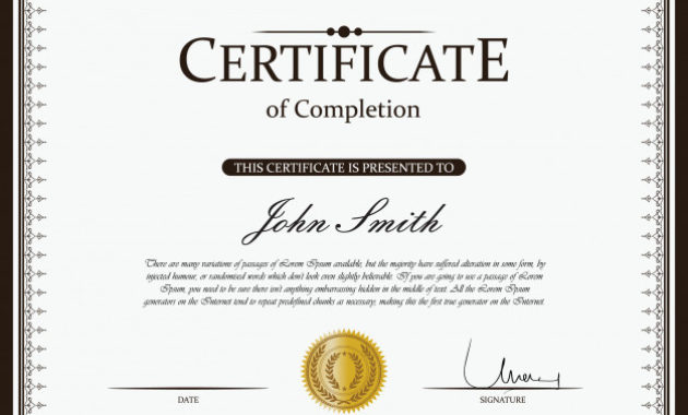Certificate Of Completion Premium Vector In Certificate Of Completion Templates Editable