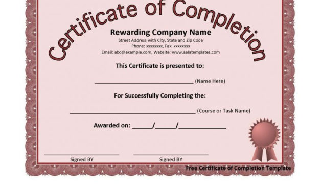 Certificate Of Completion Template 3 Pdf Format E Intended For Certificate Of Completion Word Template