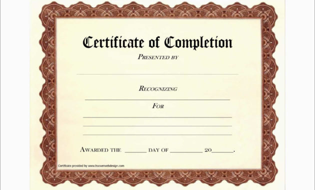 Certificate Of Completion Template Free Printable Free Throughout Certificate Of Completion Template Free Printable