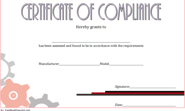 Certificate Of Compliance Template 10 Premium Designs Regarding Printable Certificate Of Compliance Template
