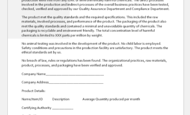 Certificate Of Conformance Template Best Professional With Regard To Best Certificate Of Conformity Template Ideas