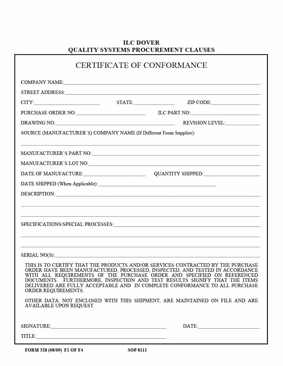 Certificate Of Conformance Template Professional Inside Certificate Of Conformance Template Free