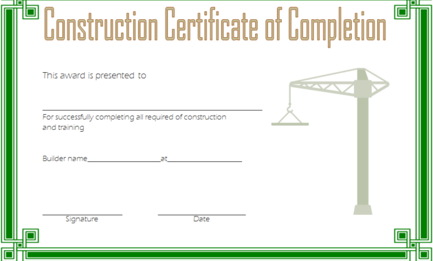Certificate Of Construction Completion 10 Best Template With Certificate Of Construction Completion