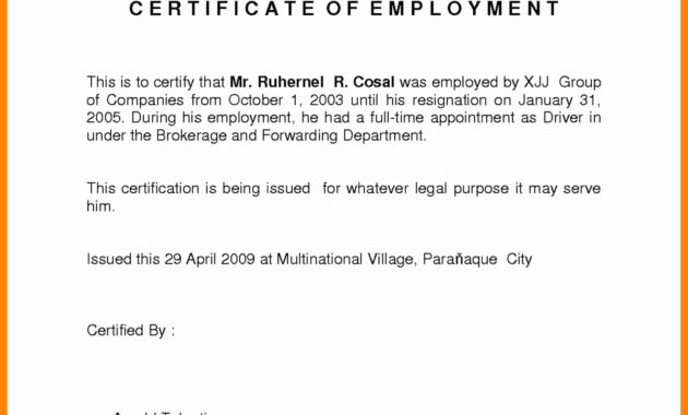 Certificate Of Employment Doc Wecanfixhealthcare With Regard To Quality Template Of Certificate Of Employment