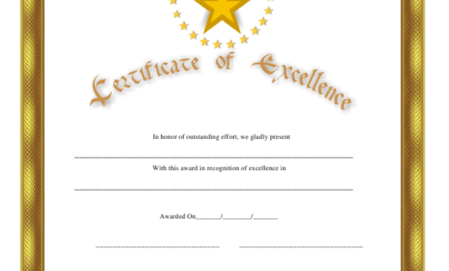 Certificate Of Excellence Template Download Printable Pdf Intended For Certificate Of Excellence Template Free Download