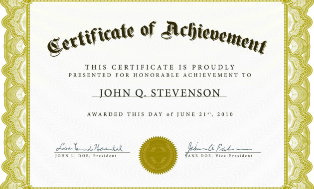 Certificate Of Excellence Template Free Download Within Academic Achievement Certificate Templates