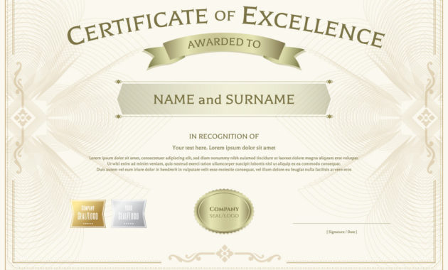 Certificate Of Excellence Template With Award Vector Image Regarding Best Certificate Of Excellence Template Free Download