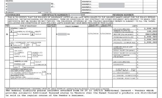 Certificate Of Liability Insurance Form California What Is Pertaining To Certificate Of Insurance Template