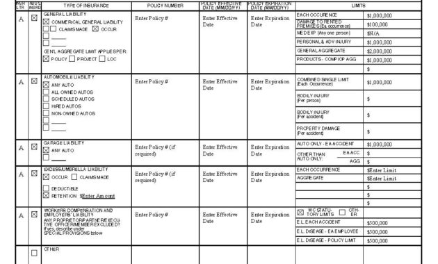 Certificate Of Liability Insurance Template Pdf Format Regarding Certificate Of Insurance Template