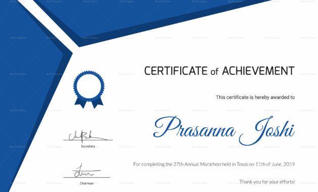 Certificate Of Marathon Achievement Design Template In Psd With Quality 5K Race Certificate Templates