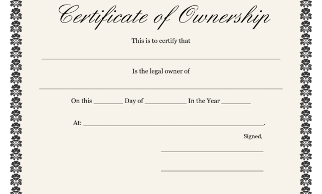 Certificate Of Ownership Template Great Sample Templates Inside Printable Ownership Certificate Template
