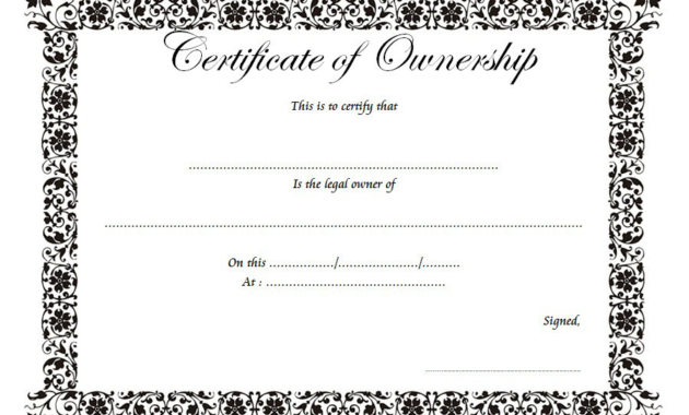 Certificate Of Ownership Template Template Of Share In Certificate Of Ownership Template