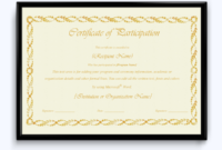 Certificate Of Participation 13 Word Layouts With Regard To Certificate Of Participation Template Doc
