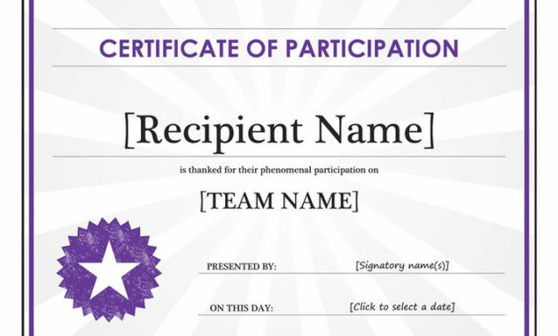 Certificate Of Participation Certificate Of In Free Templates For Certificates Of Participation