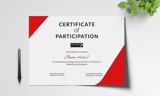 Certificate Of Participation For Skating Design Template Pertaining To Free Certificate Of Participation Template Word