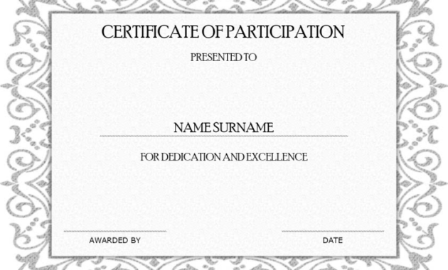 Certificate Of Participation Mydraw In Outstanding Volunteer Certificate Template
