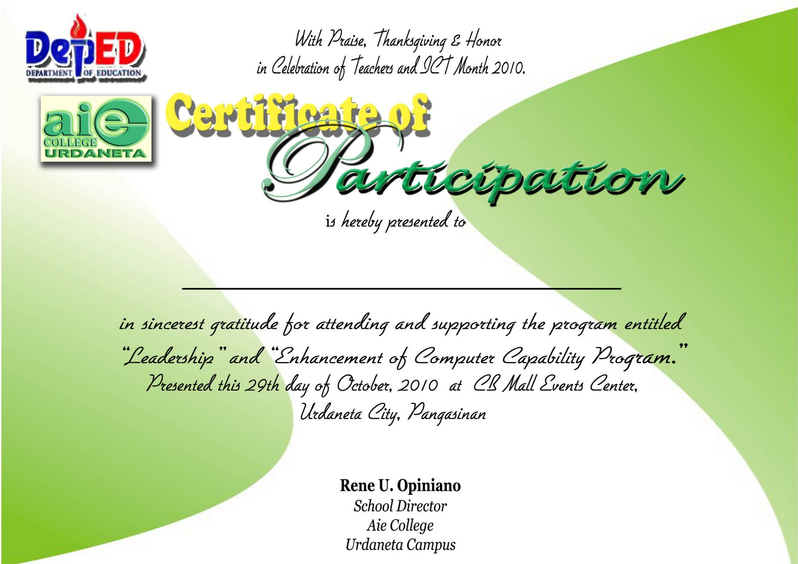 Certificate Of Participation Template Free Within Certification Of Participation Free Template