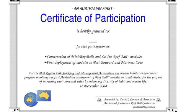 Certificate Of Participation Template Word With Regard To Best Certificate Of Participation Template Doc