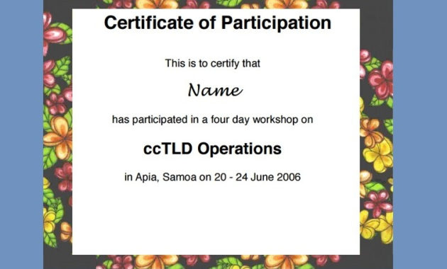 Certificate Of Participation Templates 7 Ms Word Pdf In Best Certificate Of Participation Template Pdf