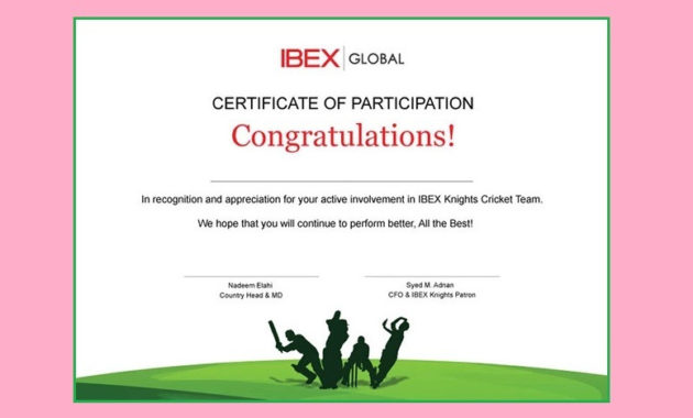 Certificate Of Participation Templates 7 Ms Word Pdf With Free Templates For Certificates Of Participation