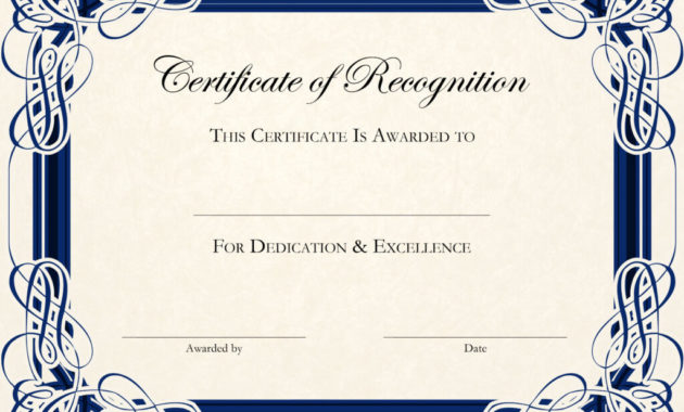 Certificate Of Recognition Word Template Within Amazing Certificate Of Recognition Word Template