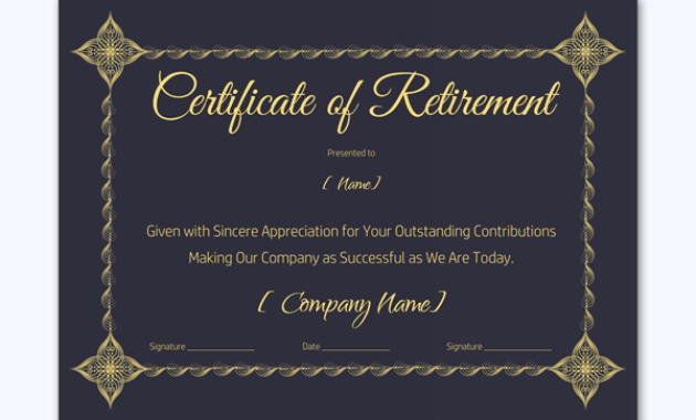 Certificate Of Retirement 926 Word Layouts With Quality Free Retirement Certificate Templates For Word