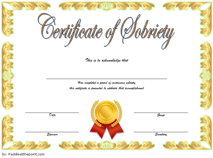 Certificate Of Sobriety Template Free 10 Latest Designs With Regard To Certificate Of Cooking 7 Template Choices Free