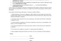 Certificate Of Substantial Completion In Word And Pdf Formats For Certificate Of Construction Completion