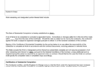 Certificate Of Substantial Completion In Word And Pdf Formats Throughout Quality Certificate Of Completion Template Construction