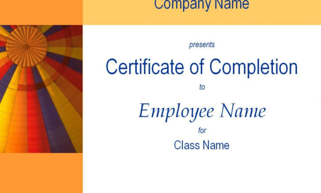 Certificate Of Training Completion Template Intended For Best Training Completion Certificate Template