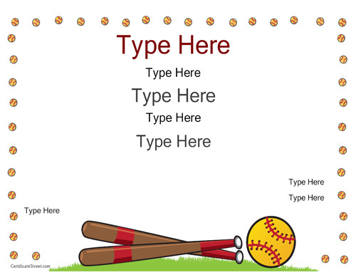 Certificate Street Free Award Certificate Templates No In Free Softball Certificate Templates Free