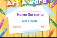 Certificate Template For Art Award With Crayons Throughout Within Printable Art Certificate Template Free