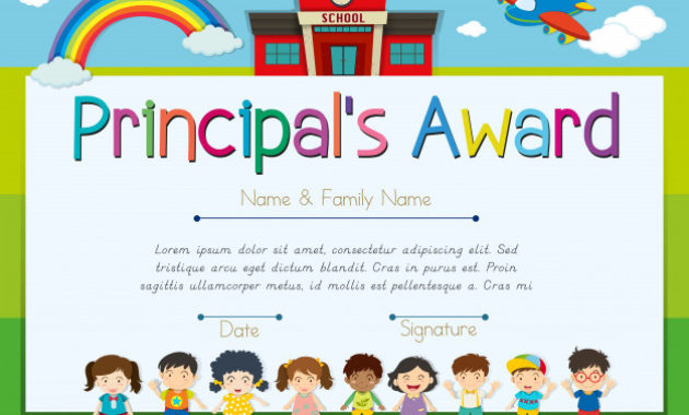 Certificate Template For Principal'S Award Vector Free Within Editable Honor Roll Certificate Templates