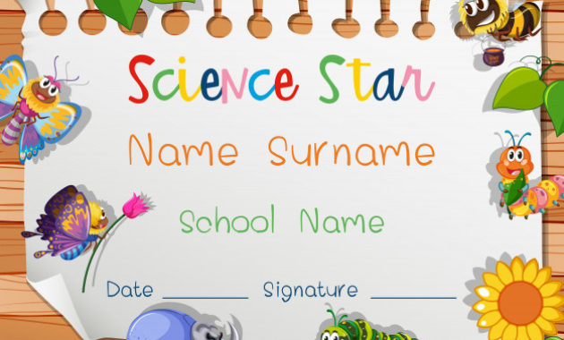 Certificate Template For Science Star Free Vector Throughout Science Achievement Certificate Template Ideas
