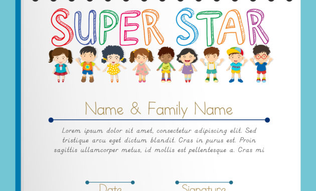 Certificate Template For Super Star With Many Children Regarding Children'S Certificate Template