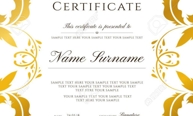 Certificate Template Gold Border Editable Design For Inside Award Certificate Border Template