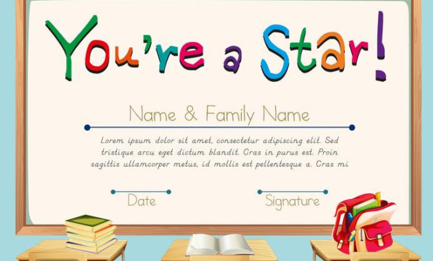 Certificate Template With Books In Classroom Background With Classroom Certificates Templates