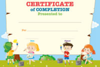 Certificate Template With Happy Children Vector Image Regarding Children&amp;#039;S Certificate Template