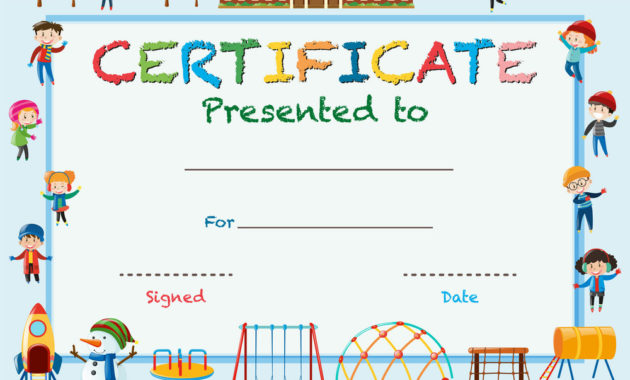 Certificate Template With Kids In Winter At School For Awesome Children&amp;#039;S Certificate Template