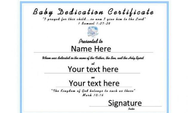 Certificate Templates Baby Dedication Certificates Throughout Free Fillable Baby Dedication Certificate Download