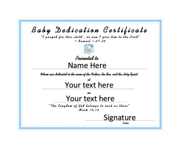 Certificate Templates Baby Dedication Certificates Throughout Free Fillable Baby Dedication Certificate Download
