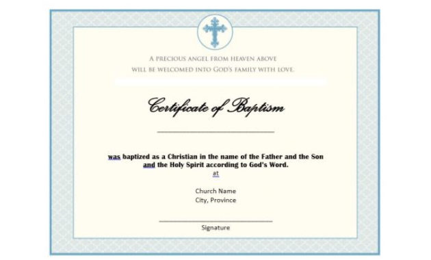 Certificate Templates Certificate Of Baptism Word Template For Baptism Certificate Template Word Free
