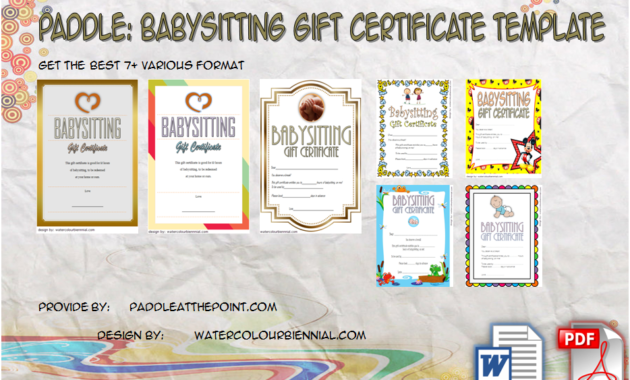 Certificate Templates Free Babysitting Gift Certificate Regarding Printable Babysitting Certificate Template