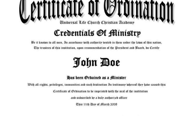 Certificate Templates Free Printable Ordination Inside Quality Ordination Certificate Template